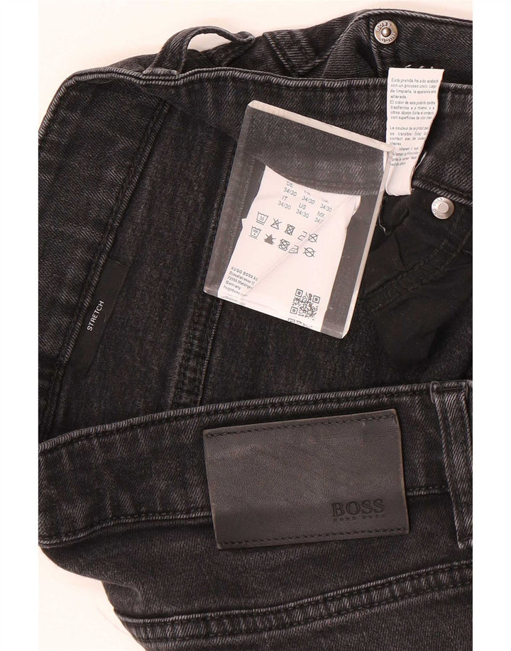 Hugo Boss Herren Stretch Straight Jeans W34 L30 Graue Baumwolle