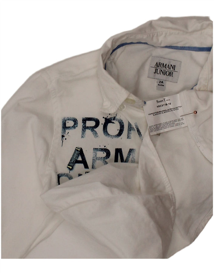 ARMANI JUNIOR Baby-Jungen-Grafikshirt, 18–24 Monate, weiße Baumwolle