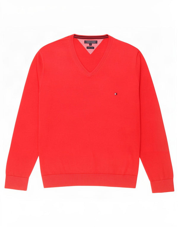 Tommy Hilfiger Damen Pullover mit V-Ausschnitt, UK 20 2XL Rot