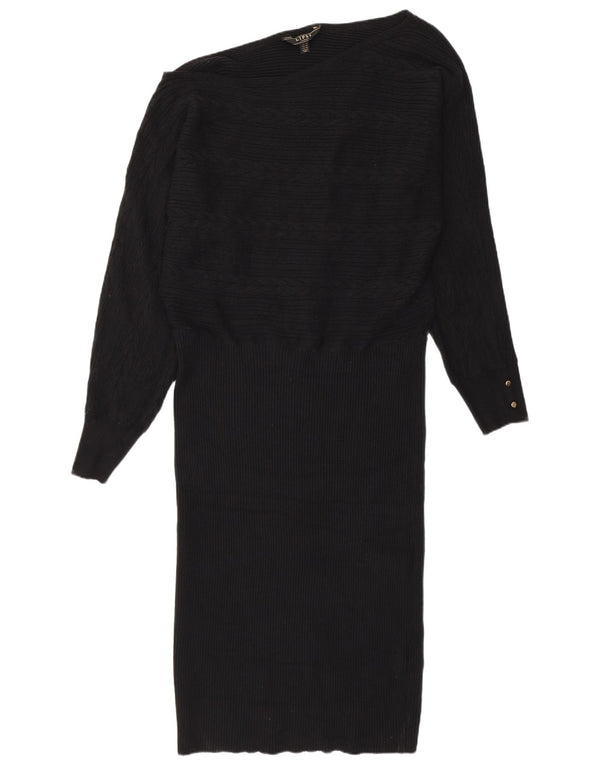 Lipsy Damen-Strickkleid mit einer Schulter, UK 18, XL, schwarze Viskose