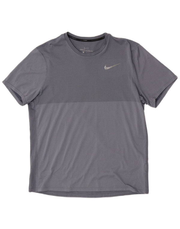 Nike Herren-T-Shirt mit kurzen Ärmeln, groß, blau geflecktes Polyester