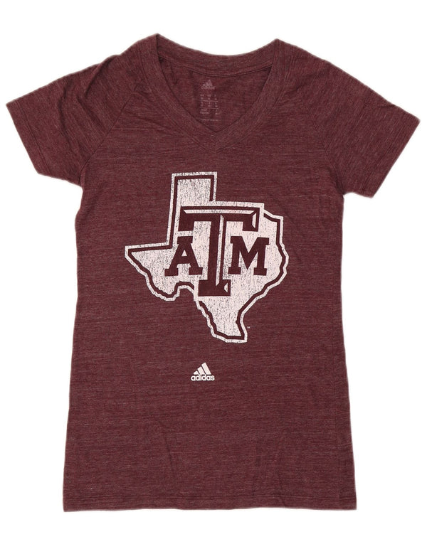 Adidas Damen Graphic T-Shirt Top UK 12 Medium Burgund