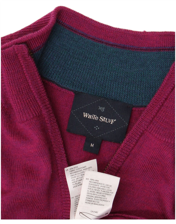 White Stuff Herren-Pullover mit Reißverschluss am Hals, mittelrosa Wolle