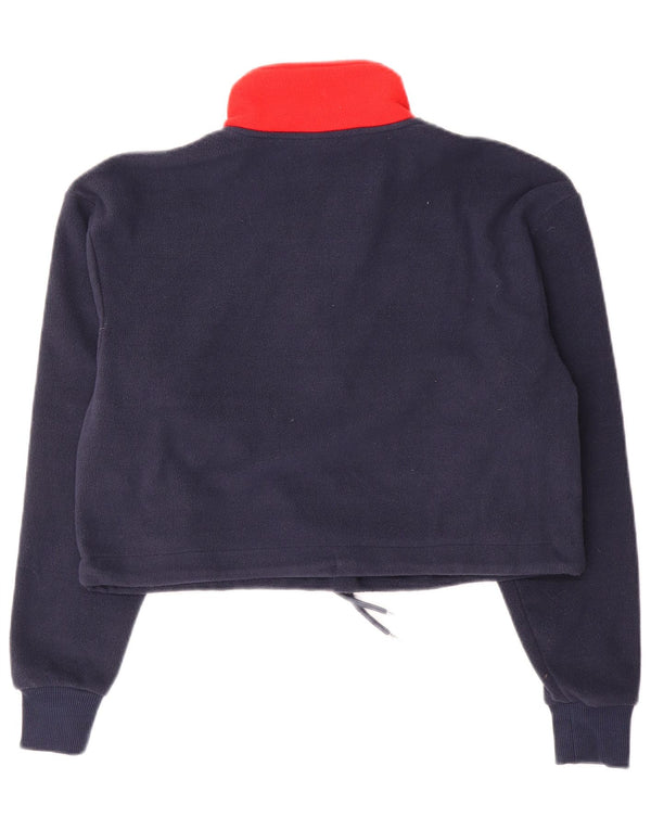 Ellesse Womens Crop Zip Neck Fleece Pullover UK 4 XS Marineblau Farbblock
