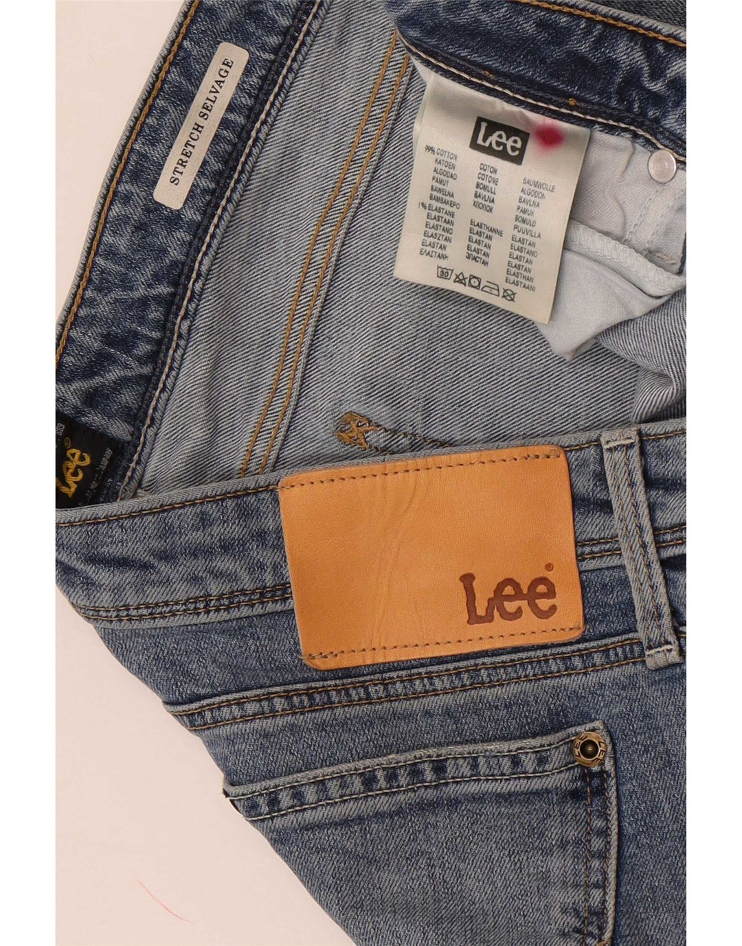 Lee Herren Selvage Stretch Slim Jeans W29 L31 Blaue Baumwolle