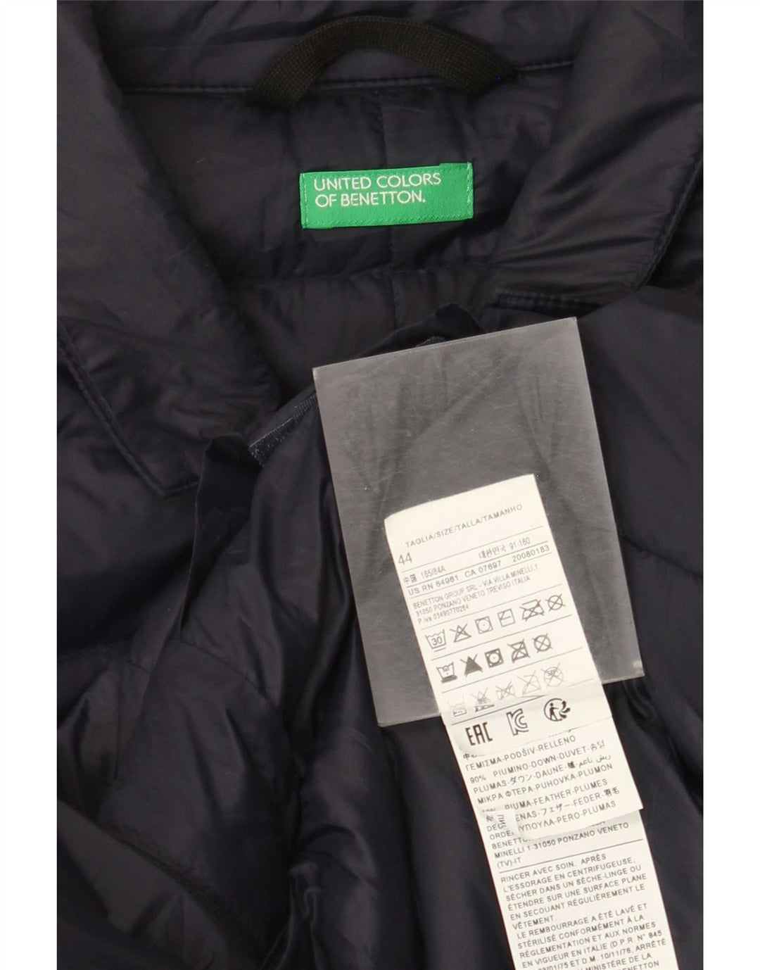 Benetton Herren Wattierte Jacke IT 44 XS Marineblau Polyamid