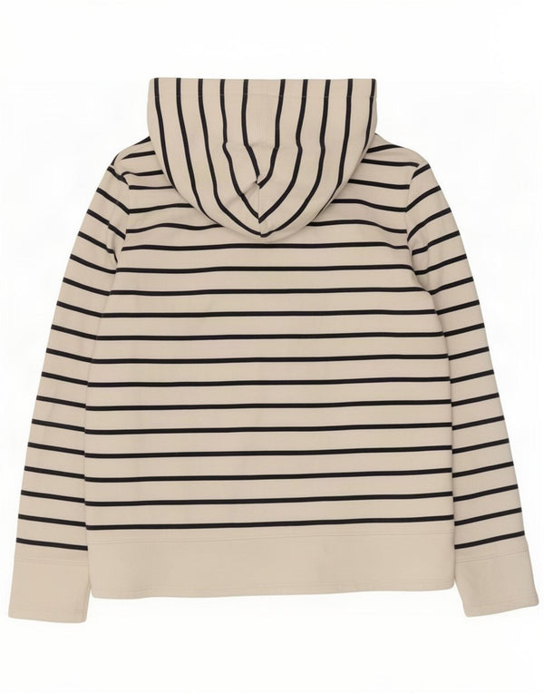Nautica Damen Übergroßer Kapuzenpullover UK 6 XS Weiß gestreifte Baumwolle