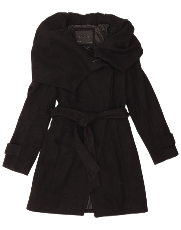 Zara Damen Trenchcoat UK 12 Mittelschwarze Wolle