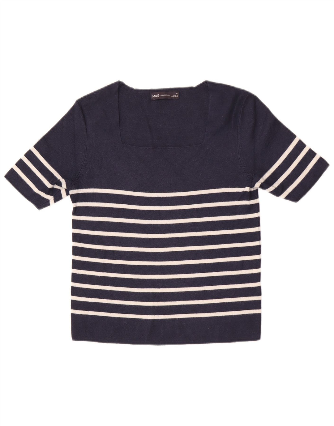 Marks & Spencer Damen Crop Top UK 12 Medium Marineblau gestreift Viskose