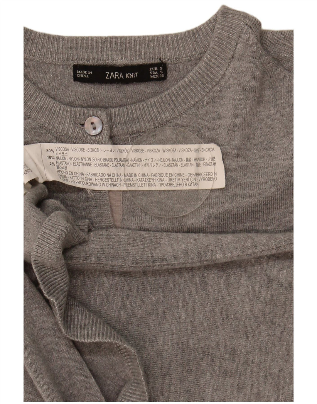 Zara Damen-Cardigan-Pullover UK 10 Small Graue Viskose