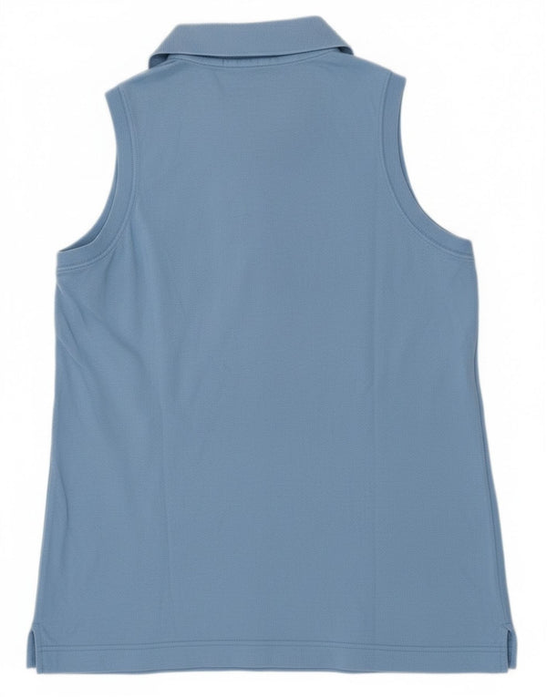 Sergio Tacchini Womens Sleeveless Polo Shirt UK 12 Medium Blue Cotton