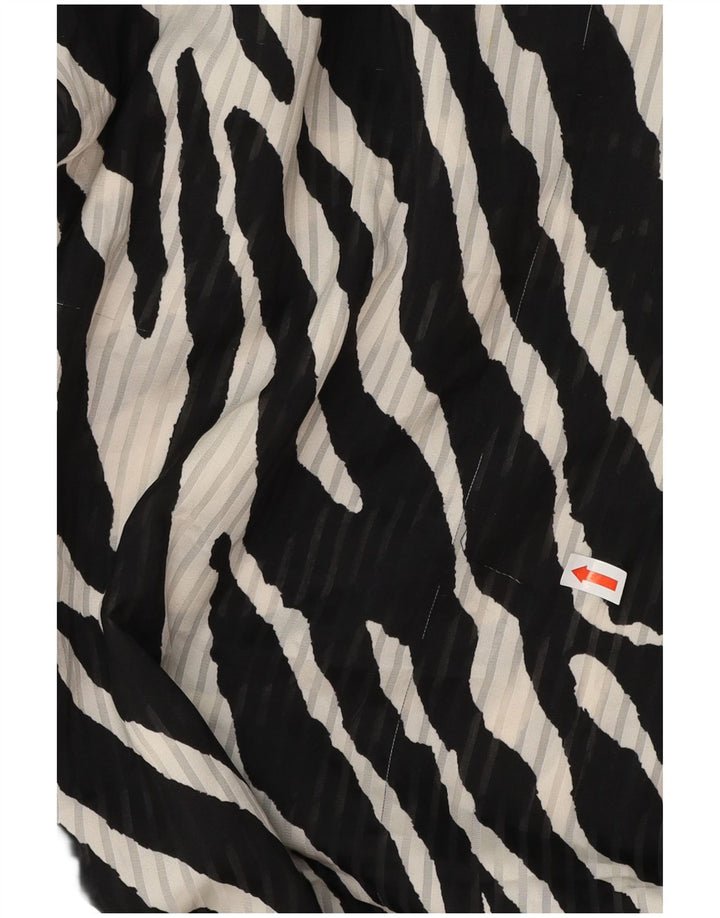 ZARA Damen Langarm-Wickelkleid UK 12 Medium Schwarz Animal Print