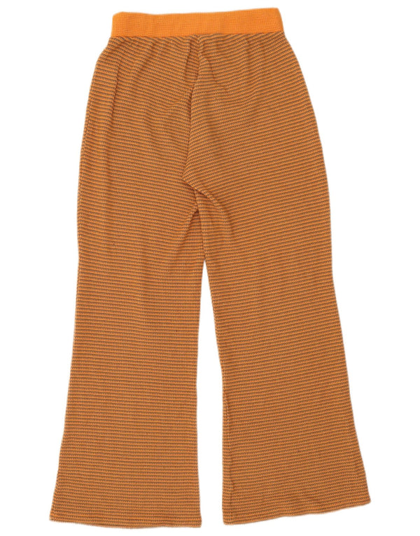 Zara Damen Knit Flare Trainingshose UK 12 Mittelorange gestreift