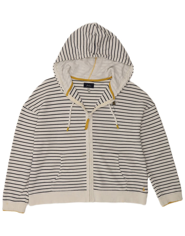 Joules Damen-Kapuzenpullover mit Reißverschluss, UK 14, groß, weiß gestreift, Baumwolle