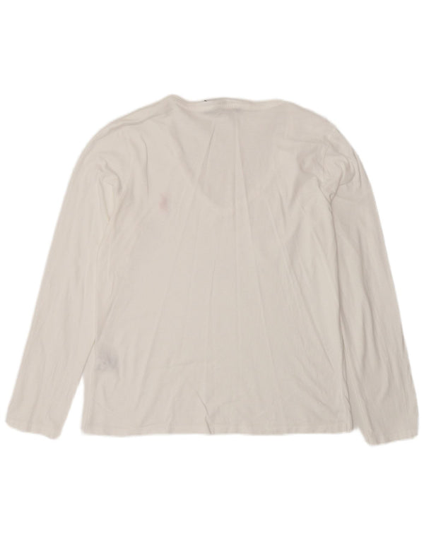 Polo Ralph Lauren Damen Top Langarm UK 14 Large Weiße Baumwolle