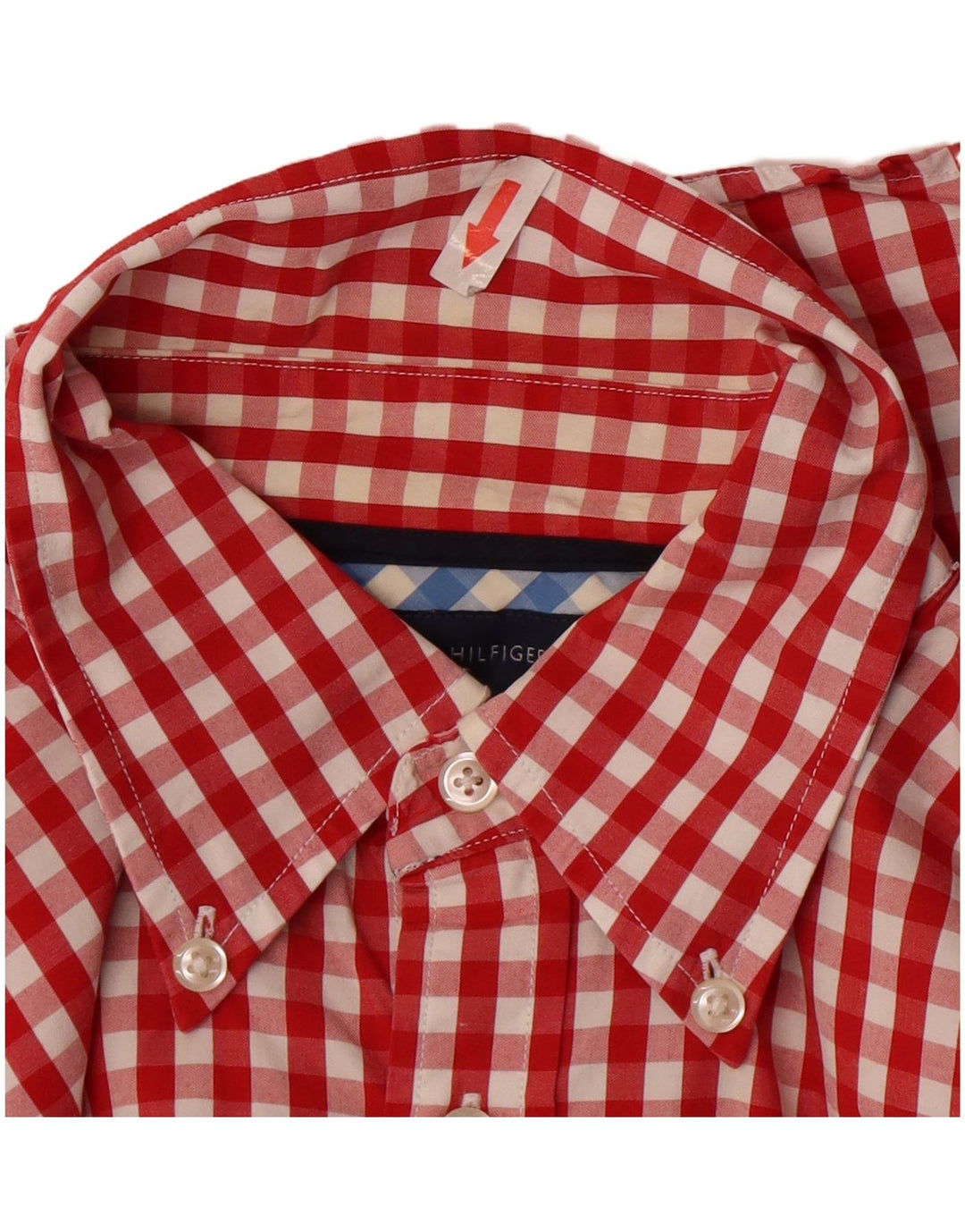 Tommy Hilfiger Herrenhemd aus mittelroter Karo-Baumwolle