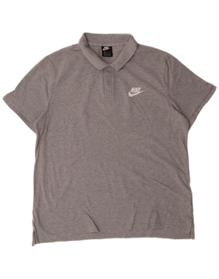 NIKE Herren Poloshirt 2XL Grau Baumwolle