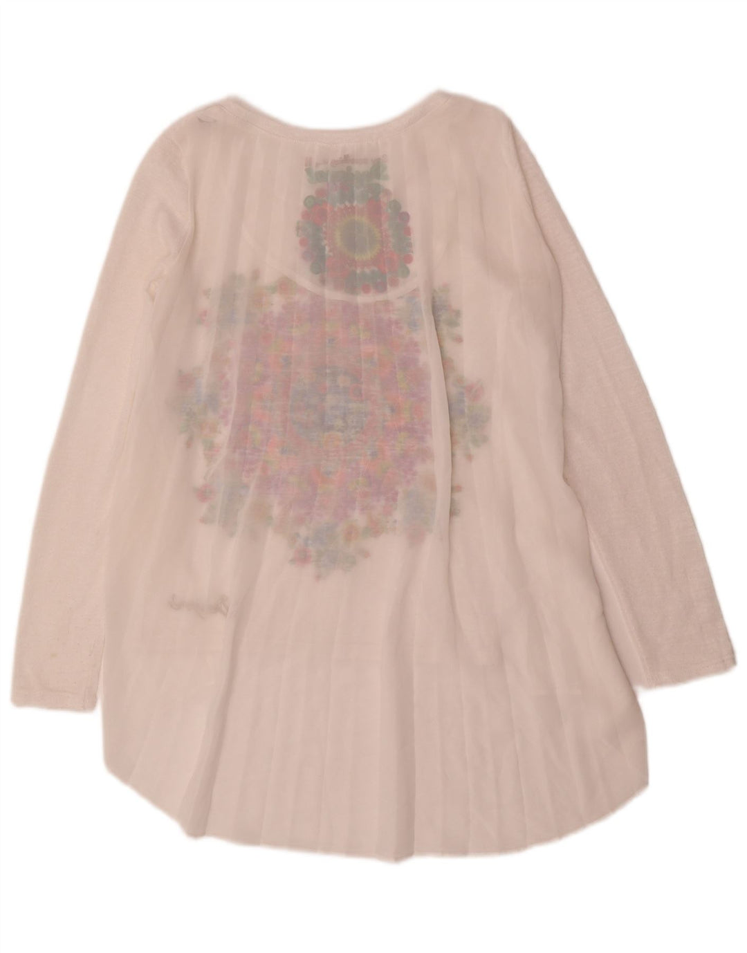 Desigual Damen Grafik-Tunika-Oberteil UK 10 Small Weiß geblümt