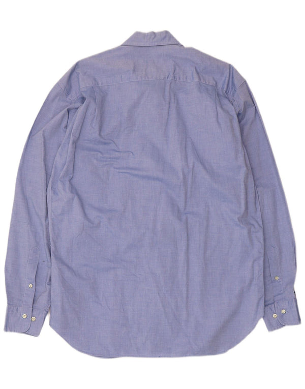 Trussardi Jeans Herrenhemd Größe 40 15 1/2 mittelblaue Baumwolle