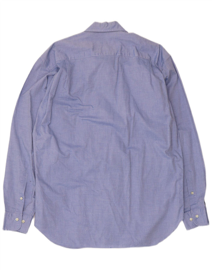 Trussardi Jeans Herrenhemd Größe 40 15 1/2 mittelblaue Baumwolle