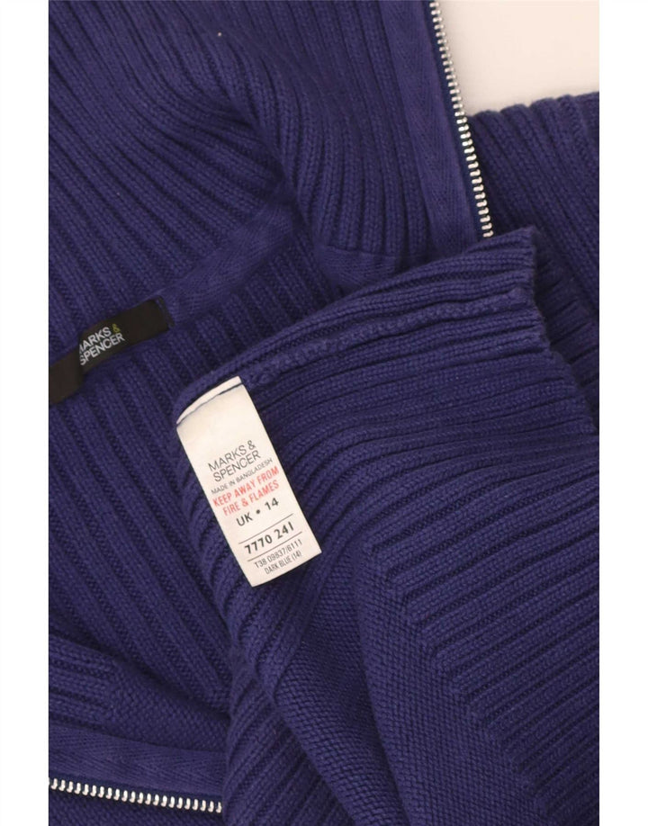 Marks & Spencer Damen-Cardigan-Pullover UK 14 Mittelblaue Baumwolle