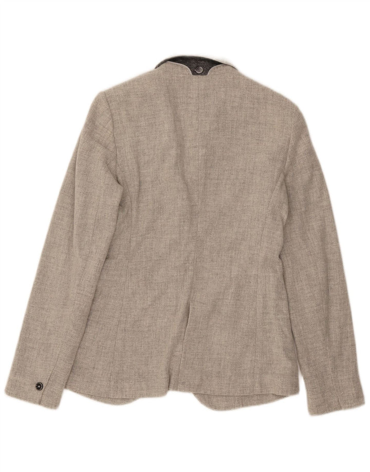 Massimo Dutti Damen-Blazerjacke mit 1 Knopf, EU 38, kleine graue Wolle