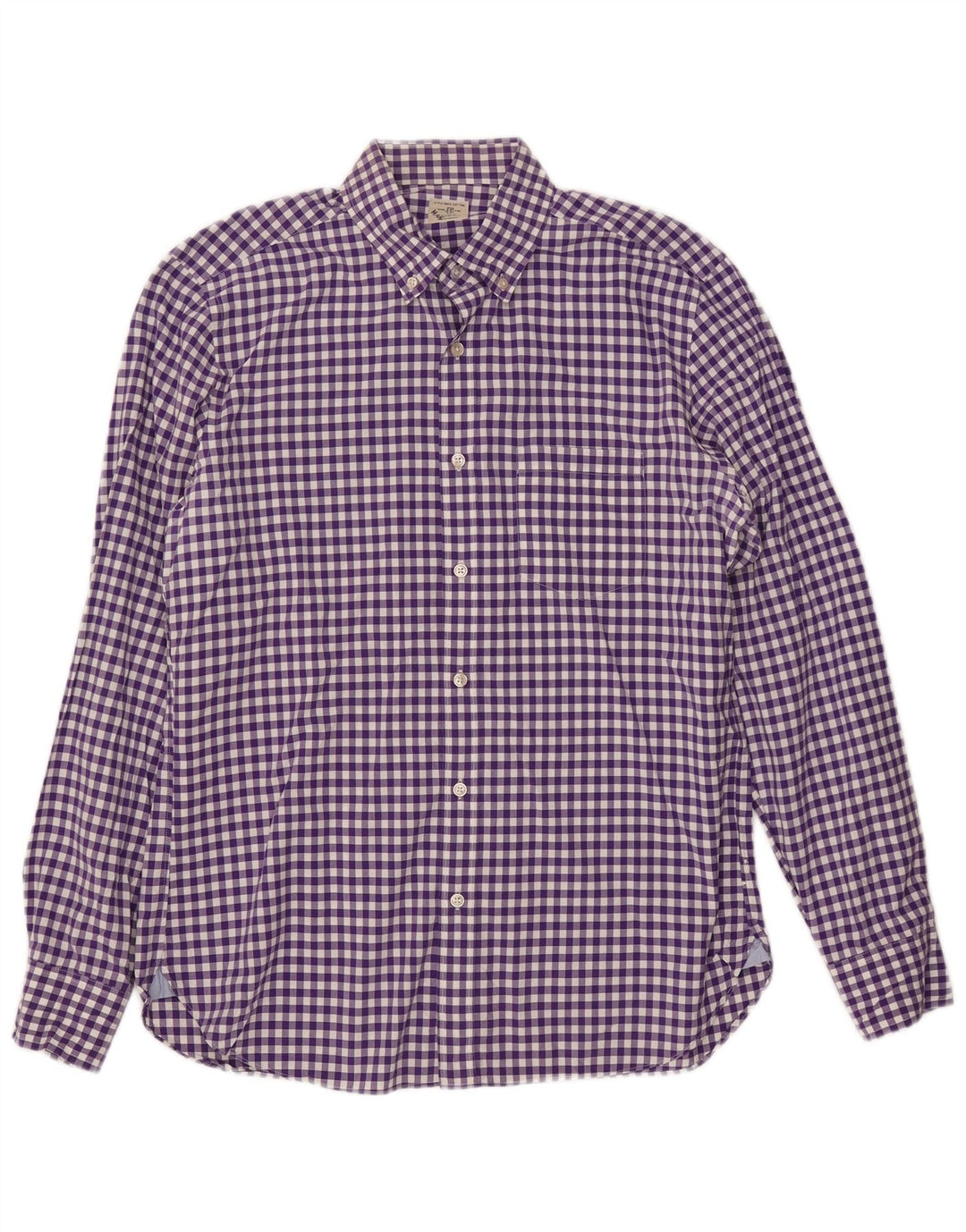 J. CREW Herrenhemd, Größe 15 1/2, mittelviolette Gingham-Baumwolle