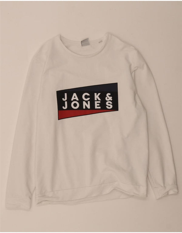 Jack & Jones Herren-Sweatshirt mit Grafik, groß, aus weißer Baumwolle