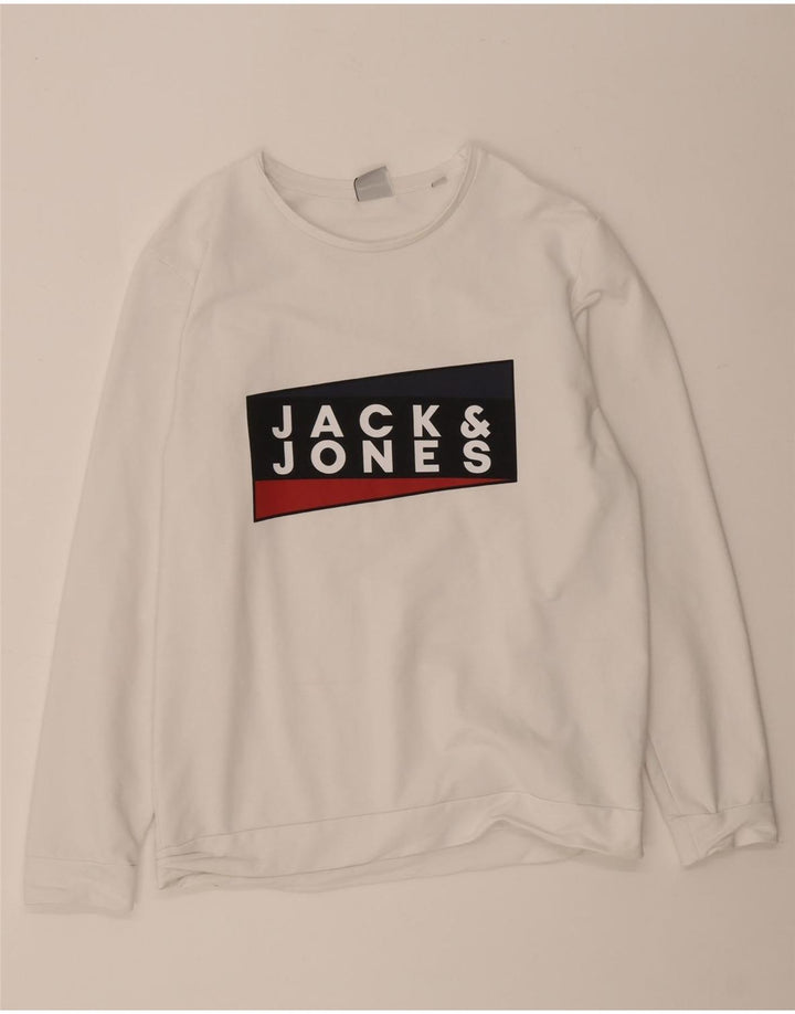 Jack & Jones Herren-Sweatshirt mit Grafik, groß, aus weißer Baumwolle