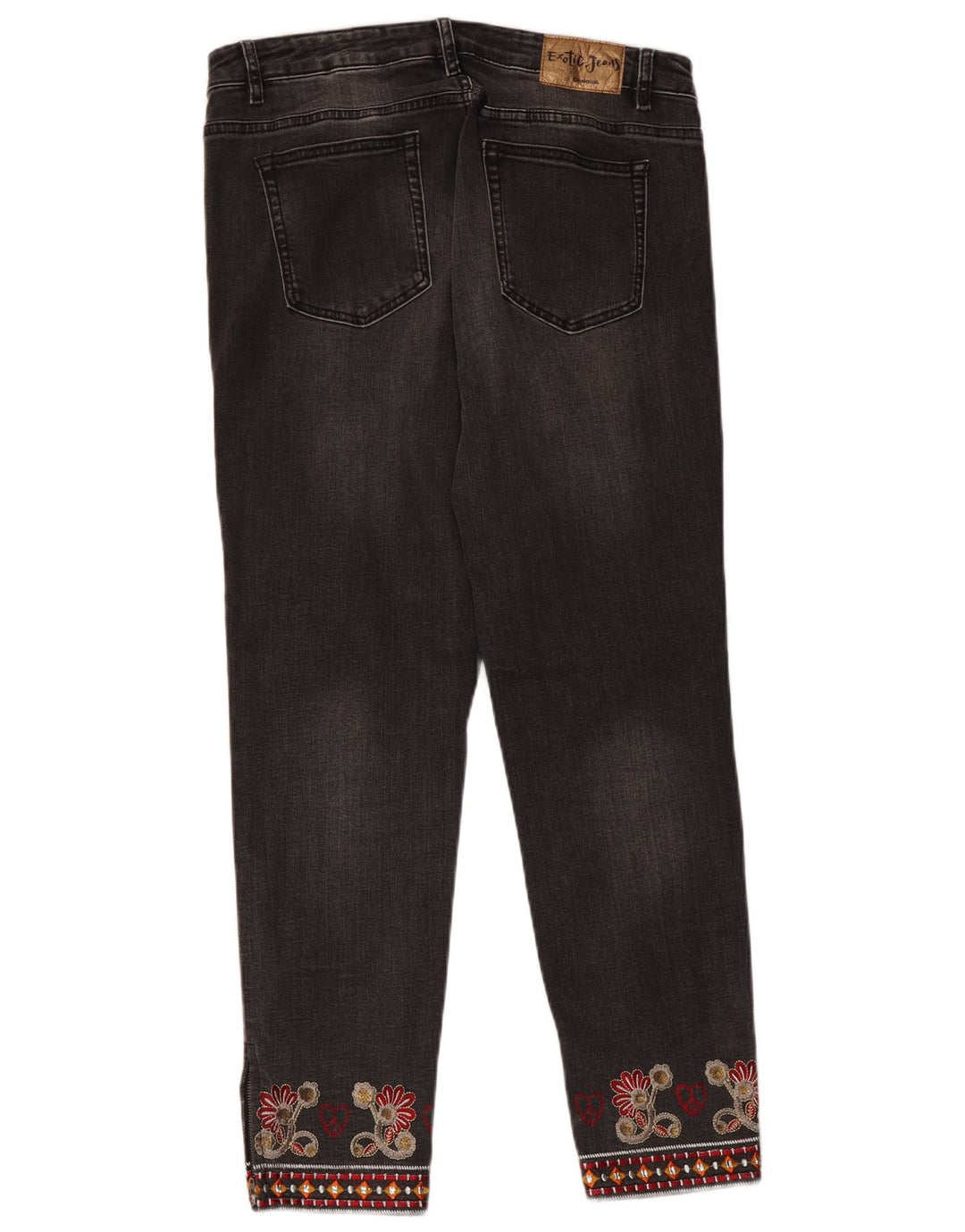 Desigual Damen Straight Jeans W32 L28 Grau geblümt