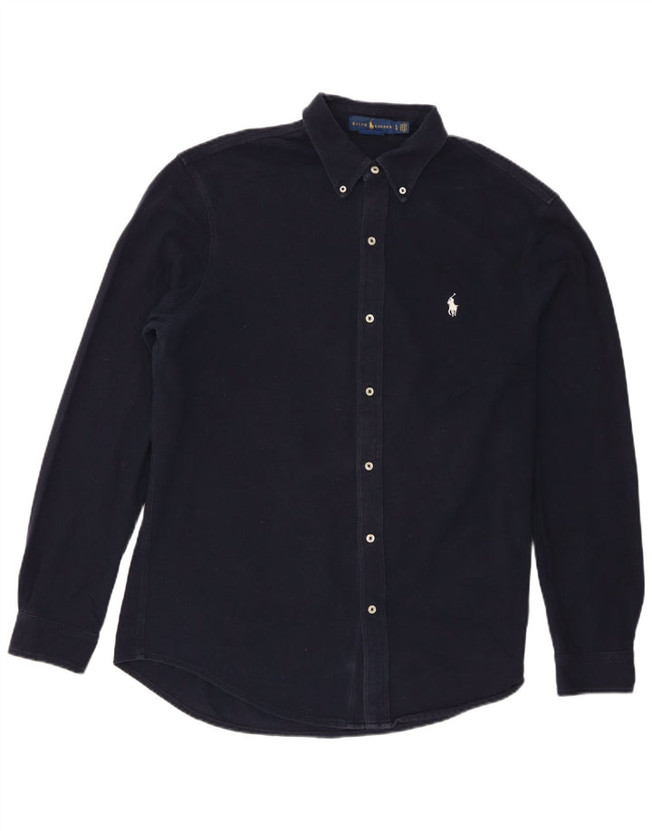 Ralph Lauren Herren-Hemd, groß, marineblau, Baumwolle