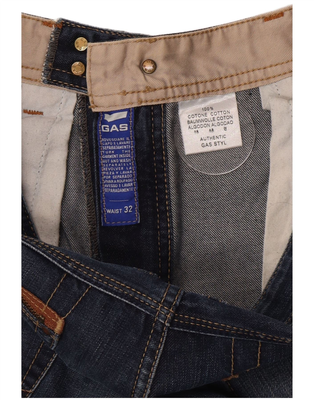 Gas Herren Straight Jeans W32 L31 Blaue Baumwolle