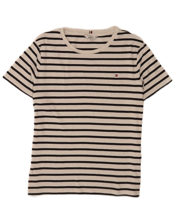 Tommy Hilfiger Damen T-Shirt Top UK 20 2XL Weiß gestreift nautisch