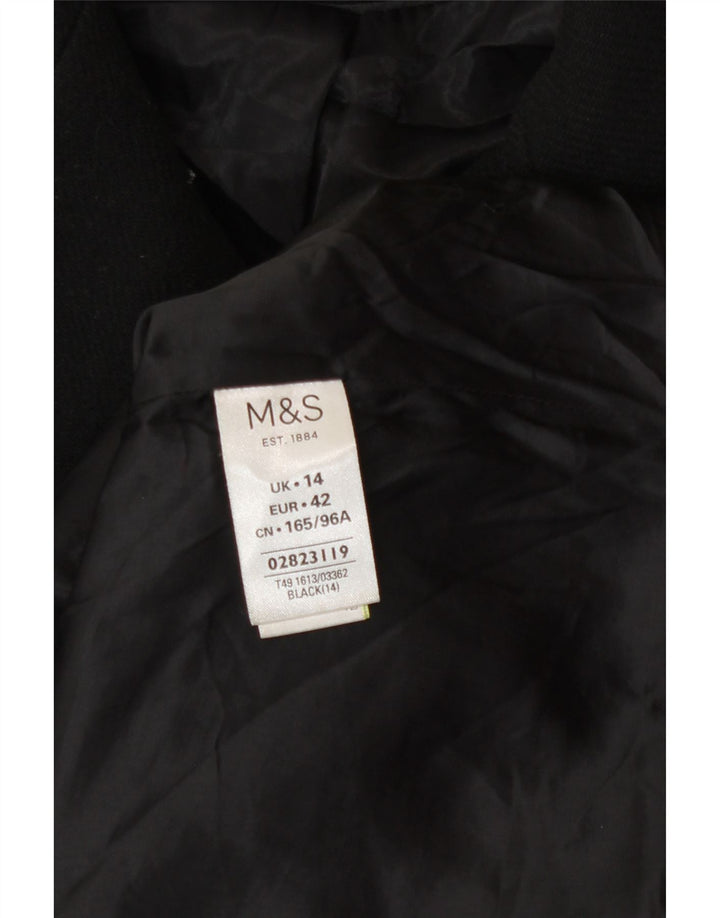 Marks & Spencer Damen Pea Coat UK 14 Large Schwarz Polyester