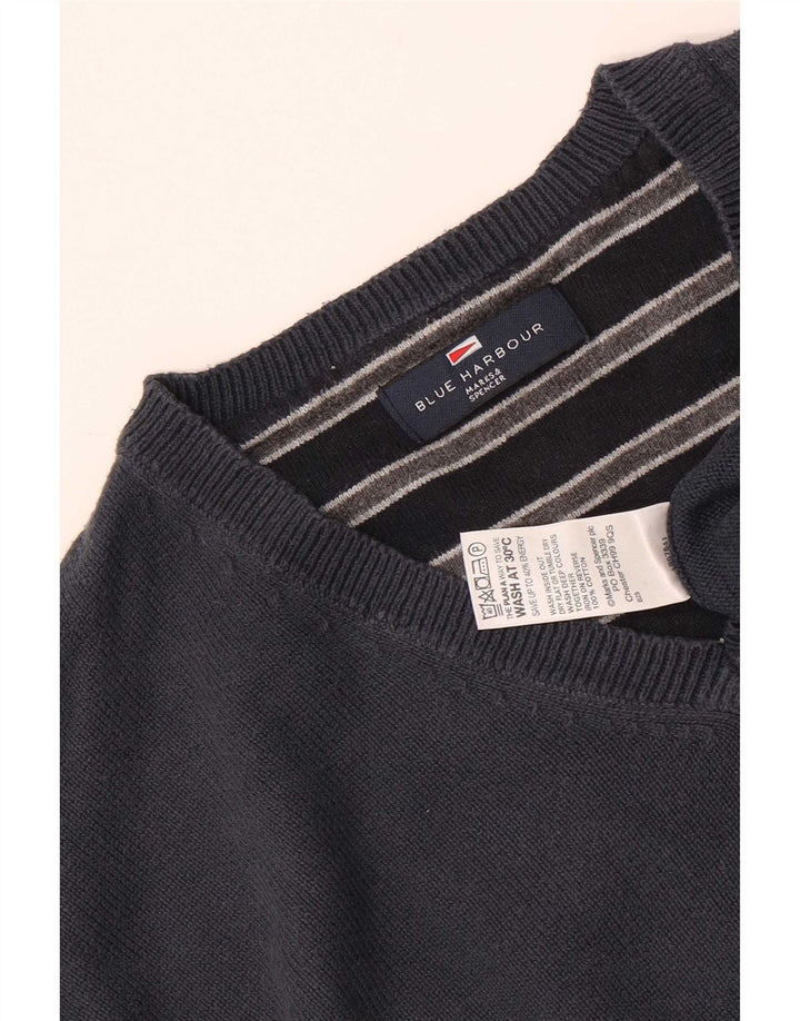 Marks & Spencer Herren Blue Harbour Pullover mit V-Ausschnitt, Größe L, Marineblau