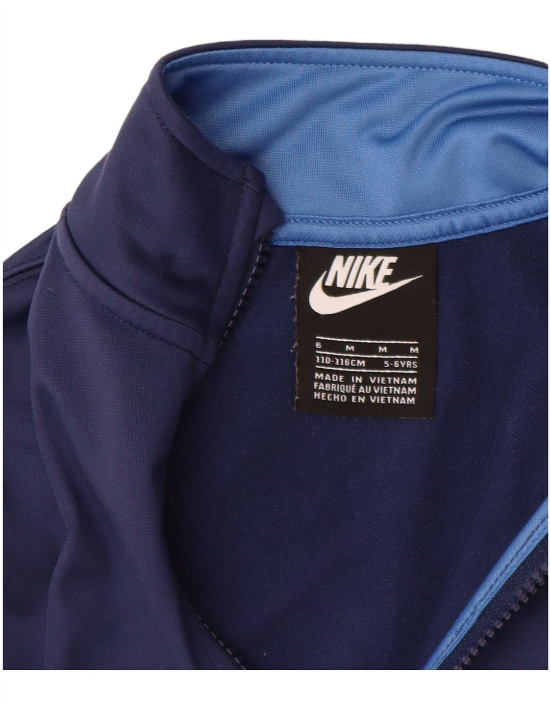 Nike Jungen-Trainingsanzug-Oberteiljacke, 5–6 Jahre, mittleres Marineblau, Farbblock