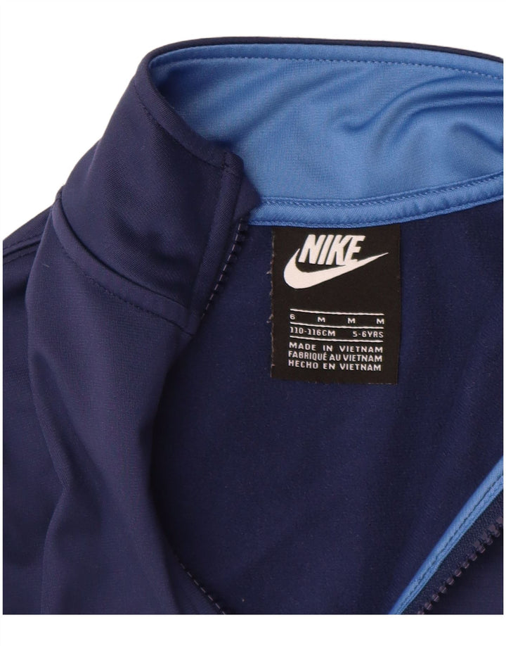 Nike Jungen-Trainingsanzug-Oberteiljacke, 5–6 Jahre, mittleres Marineblau, Farbblock
