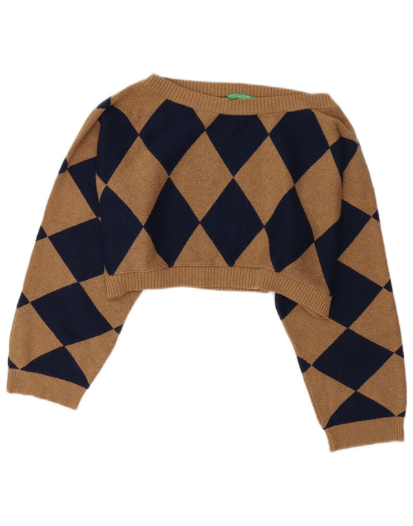 Benetton Damen-Pullover mit lockerer Passform und U-Boot-Ausschnitt, UK-Gr. 14, Mittelbraun