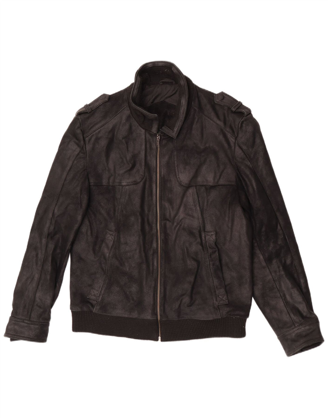 Kruder Herren Militärlederjacke UK 42 XL Schwarzes Leder