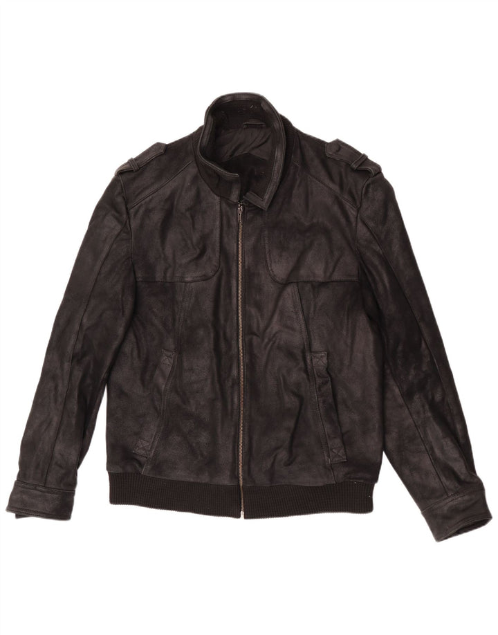 Kruder Herren Militärlederjacke UK 42 XL Schwarzes Leder