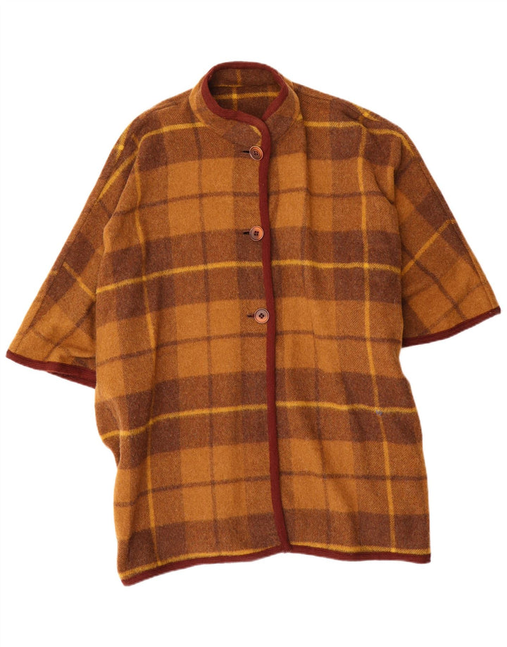 Vintage Damen Poncho-Mantel mit lockerer Passform, Einheitsgröße, braun kariert