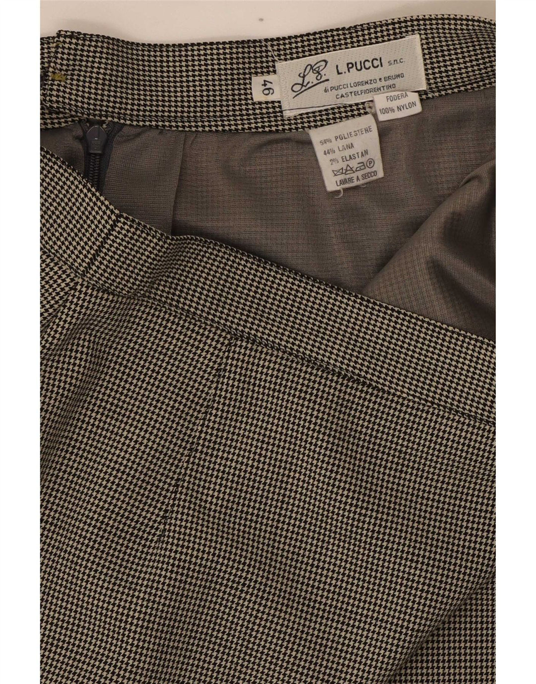 L.Pucci Damen Bleistiftrock IT 46 Large W30 Schwarzer Hahnentritt-Polyester