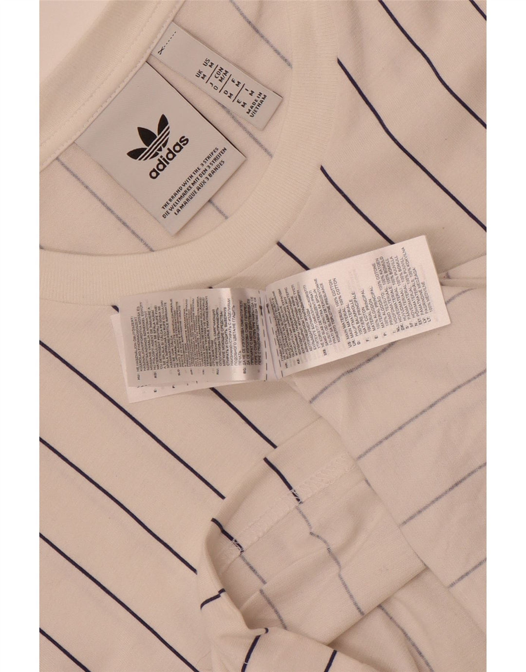 Adidas Herren-T-Shirt mit Grafik, mittelweiß, gestreift, Baumwolle