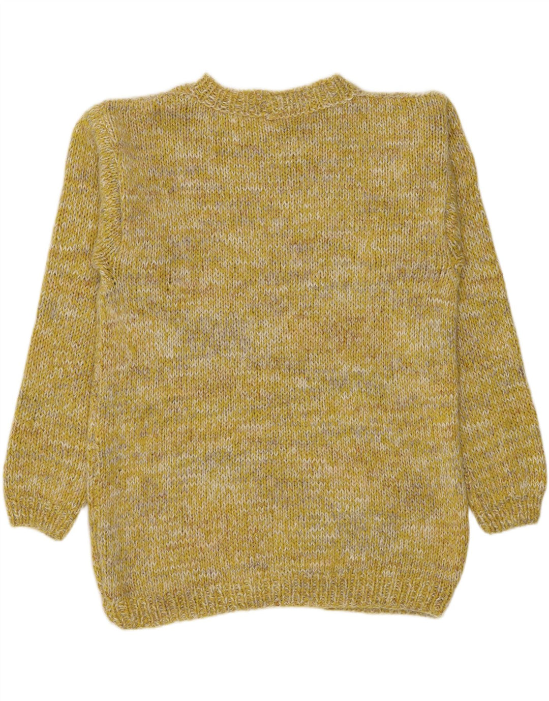 Vintage Herren-Pullover mit U-Boot-Ausschnitt, Mittelgelb gefleckt