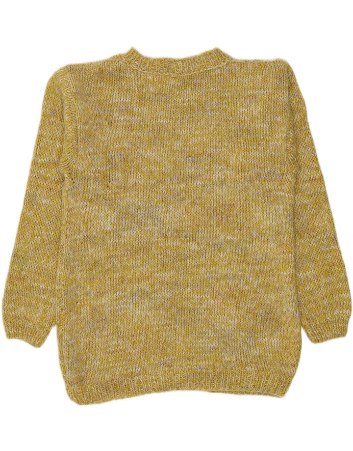 Vintage Herren-Pullover mit U-Boot-Ausschnitt, Mittelgelb gefleckt