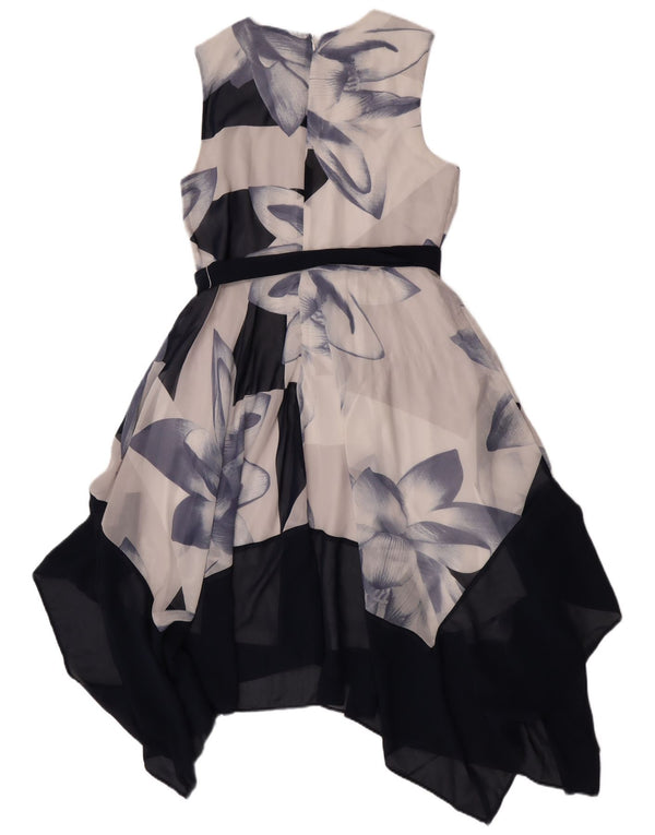 Body Flirt Damen ärmelloses asymmetrisches Kleid UK 46 Großes weißes Blumenmuster