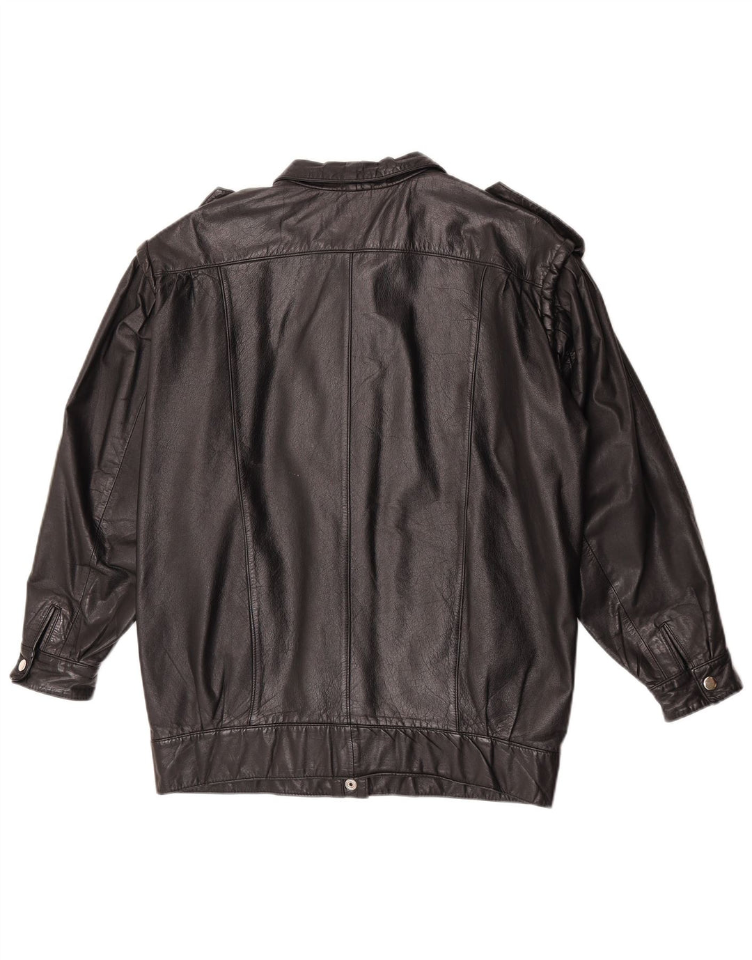 Vintage Damen Militärlederjacke UK 12 Mittelschwarzes Leder