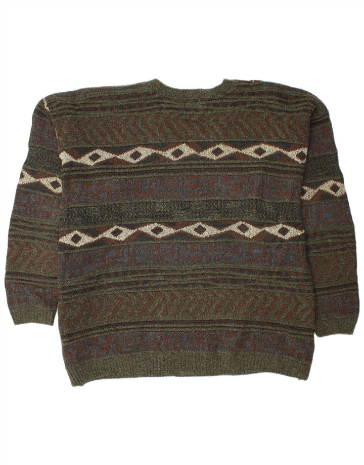 LONDON FOG Herren-Pullover mit V-Ausschnitt, 3XL, Khaki, Fair Isle