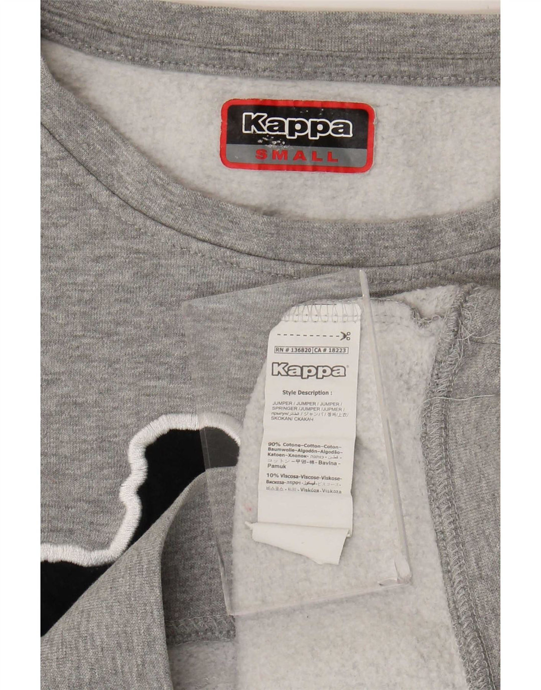 Kappa Womens Graphic Oversized Sweatshirt Pullover UK 10 Small Graue Baumwolle