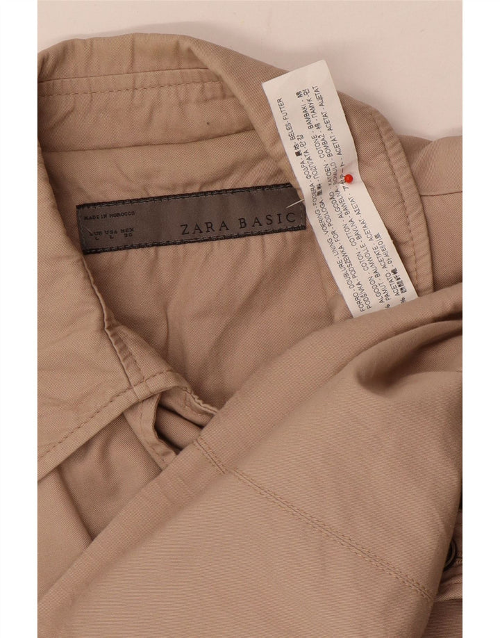 Zara Damen Trenchcoat UK 16 Large Beige Baumwolle